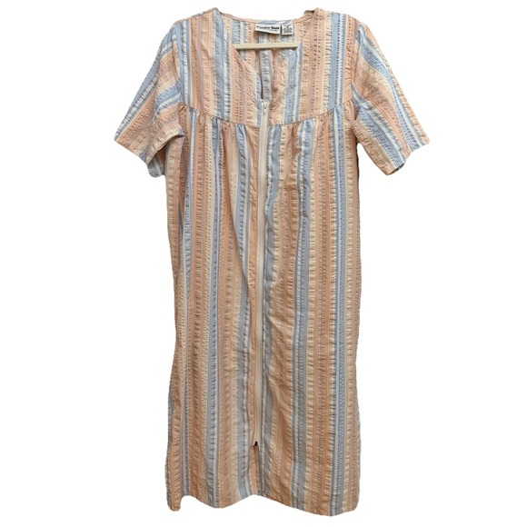 Country Store Other - Country Store M Full-Zip Seersucker Housecoat Pastel Striped Cotton Blend Mumu